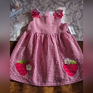 Counting Daisies Red Gingham Strawberry Dress/ Nwt/ 3T
